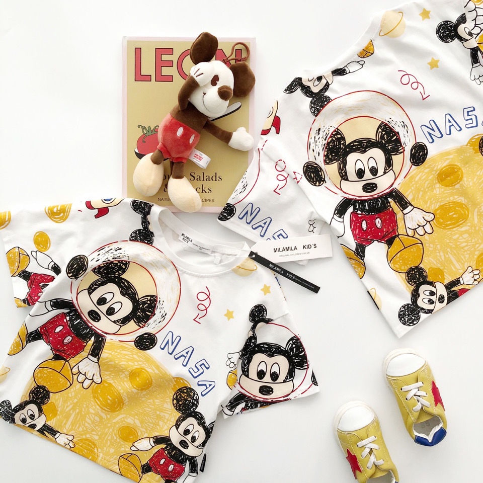 Áo Thun Ngắn Tay In Họa Tiết Hoạt Hình Đáng Yêu Cho Bé Trai Gái Kiểu Hàn Quốc