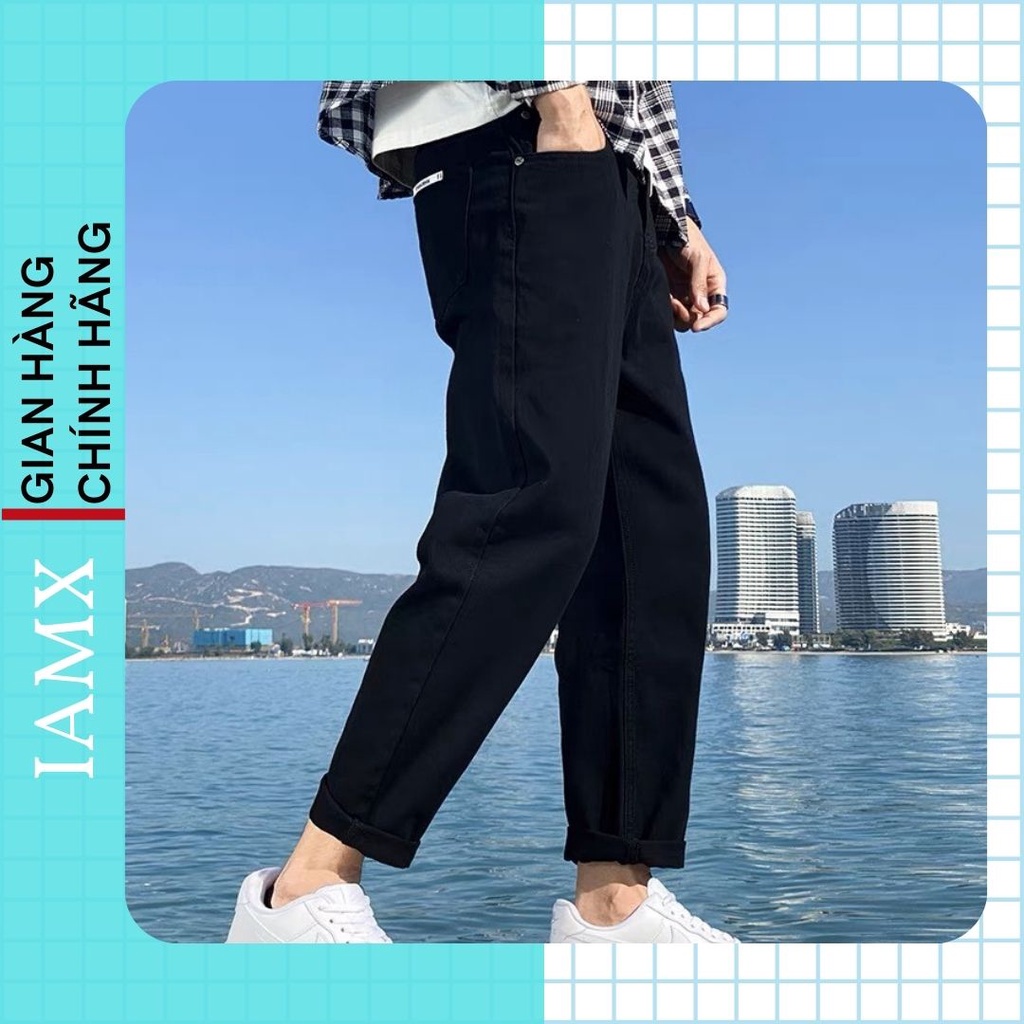 Quần Jean nam mầu đen xám ống xuong rộng. Quần baggy sinh viên