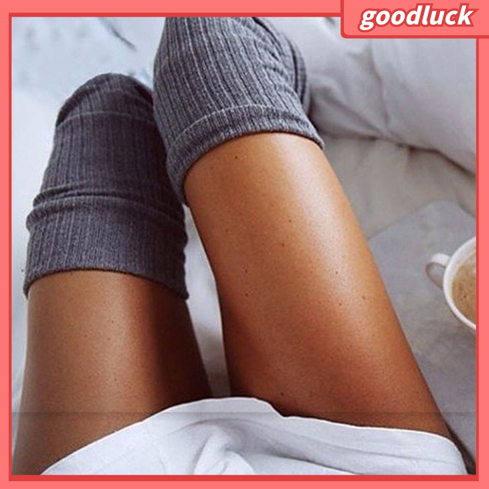 Vớ Dài Đan Móc Chất Liệu Cotton Mềm Mại Dày Dặn Giữ Ấm Mùa Đông Cho Nữ