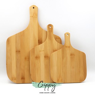 Thớt gỗ tre, khay gỗ hình quạt có tay cầm - phụ kiện trang trí - Gippy Decor