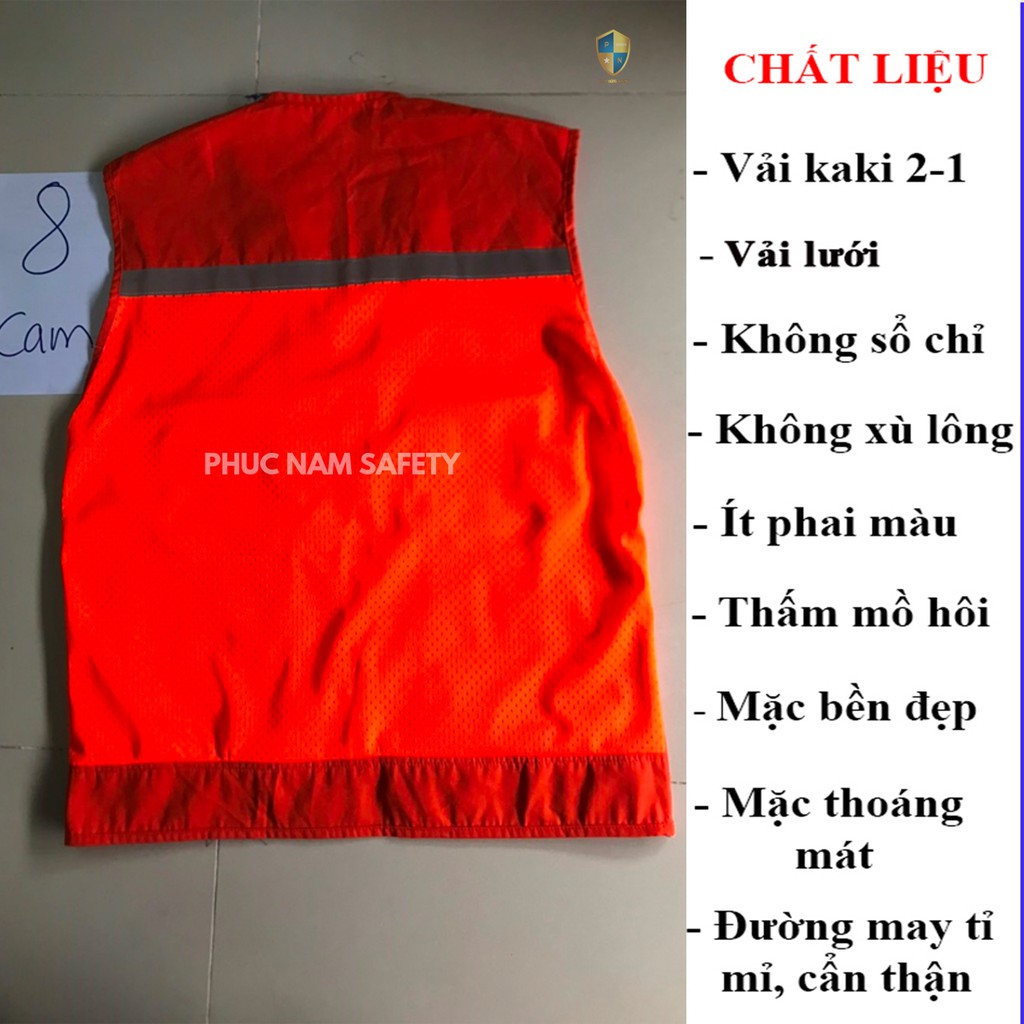 Áo bảo ghi lê phản quang màu cam , áo ghi lê, đồng phục kỹ sư, BHLĐ Phúc Nam