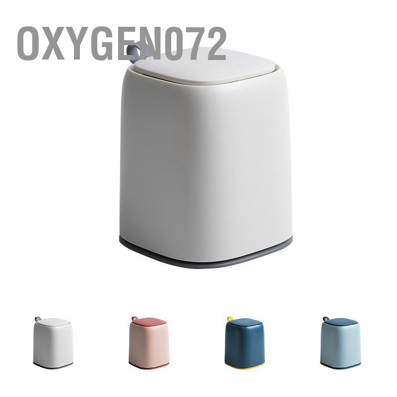 Thùng rác mini để bàn hoặc ô tô cute có quai xách, sọt rác mini nhựa dễ thương để phòng ngủ - có nắp đậy cho trang điểm văn phòngOxygen072