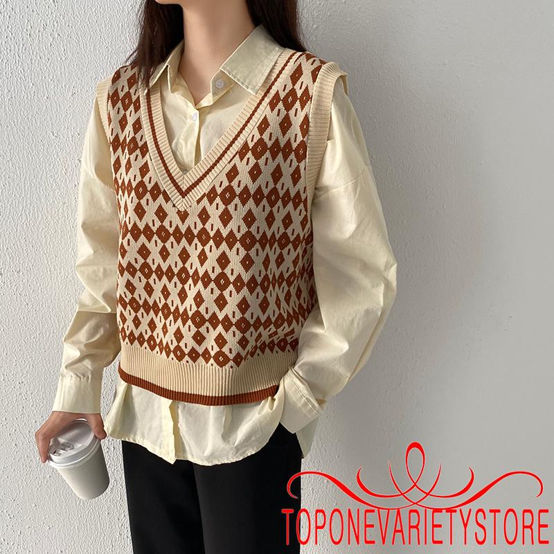 Áo Nữ Không Tay Cổ Chữ V Họa Tiết Hình Học Thời Trang Quyến Rũ | BigBuy360 - bigbuy360.vn
