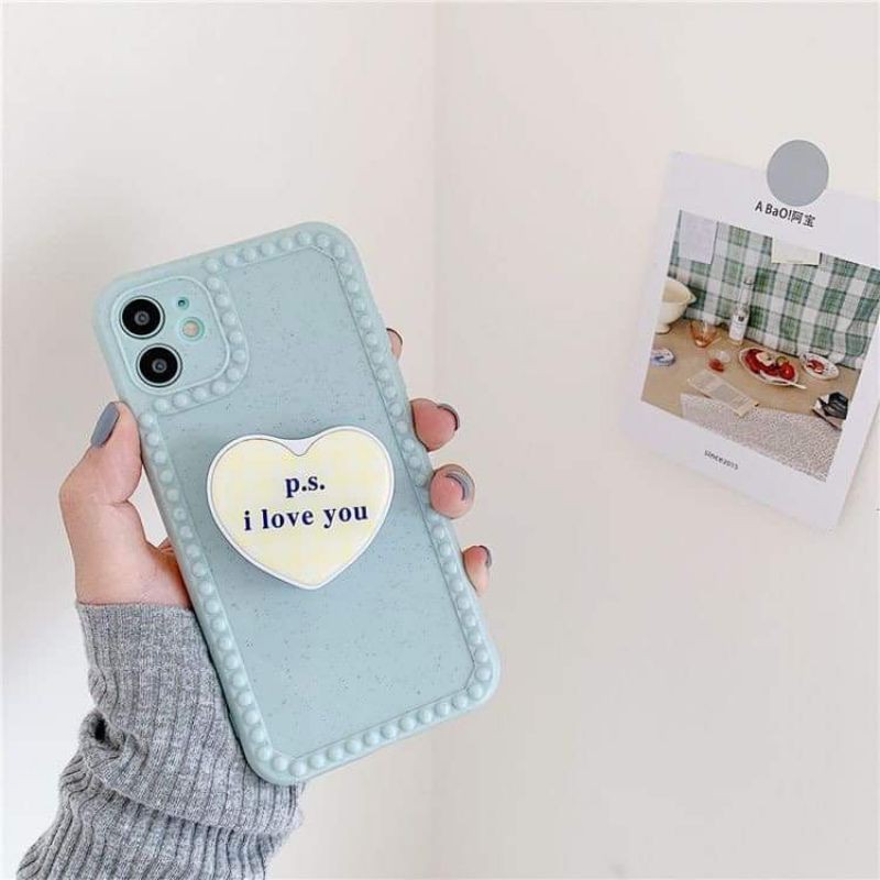 Ốp lưng Iphone full viền màu trơn (kèm popsocket hình ti,)