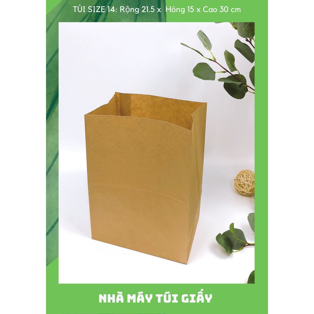 10 CHIẾC TÚI GIẤY KRAFT SIZE 14: 21.5x15x30 KHÔNG QUAI ( ẢNH THẬT SHOP TỰ CHỤP)