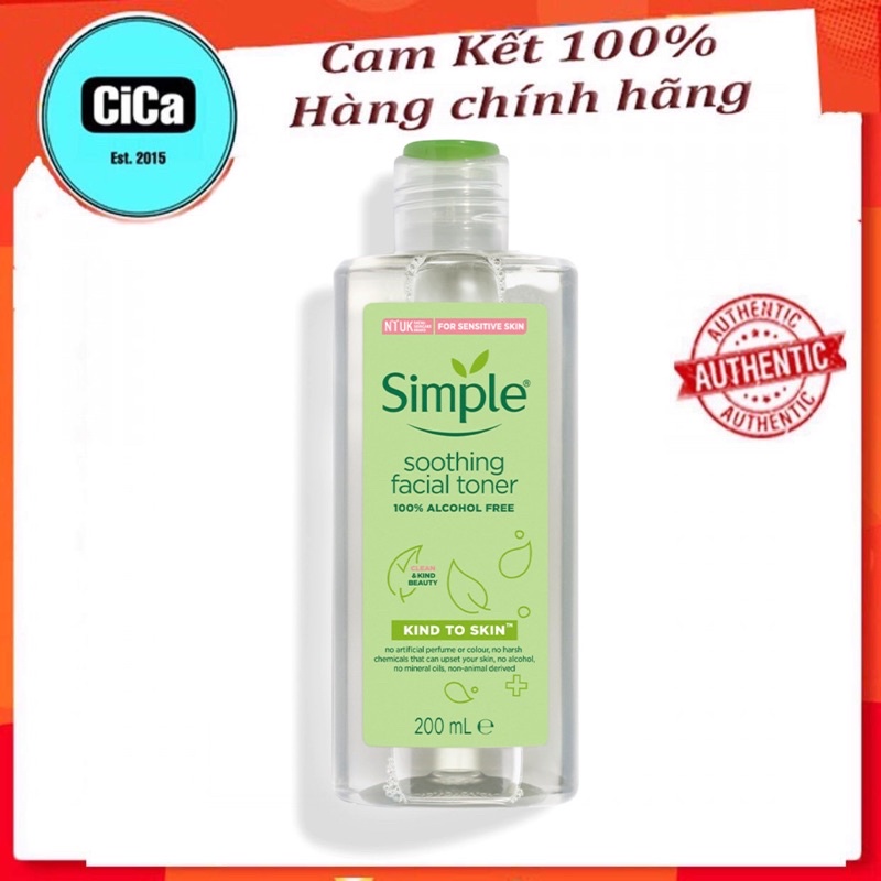 [CiCa Cosmetic] Toner Simple Kind To Skin Soothing Facial -200ml *Nước hoa hồng simple*