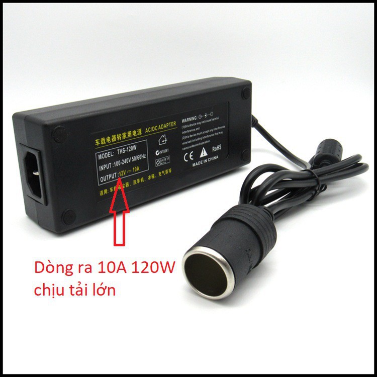 Bộ chuyển đổi nguồn điện 220V sang 12V cổng ra tẩu điện trên ô tô