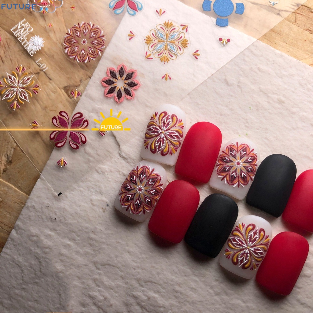 Đề Can Lá Nhôm Chất Lượng Cao Dùng Để Trang Trí Móng Tay 3D Phong Cách Bohemian