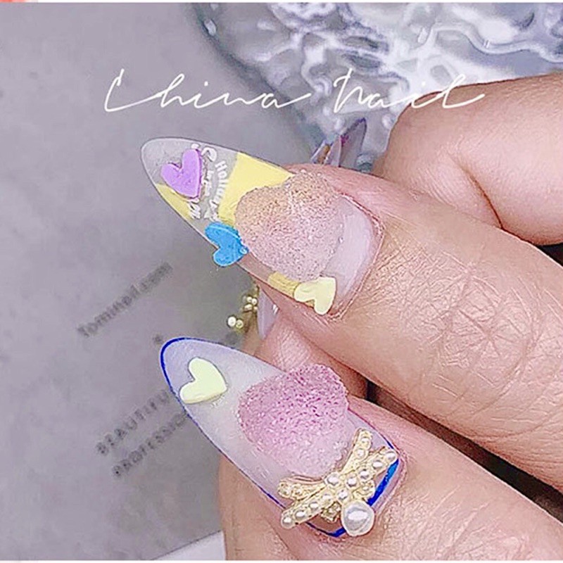 Charm nail trái tim kẹo ngọt-set 5 viên