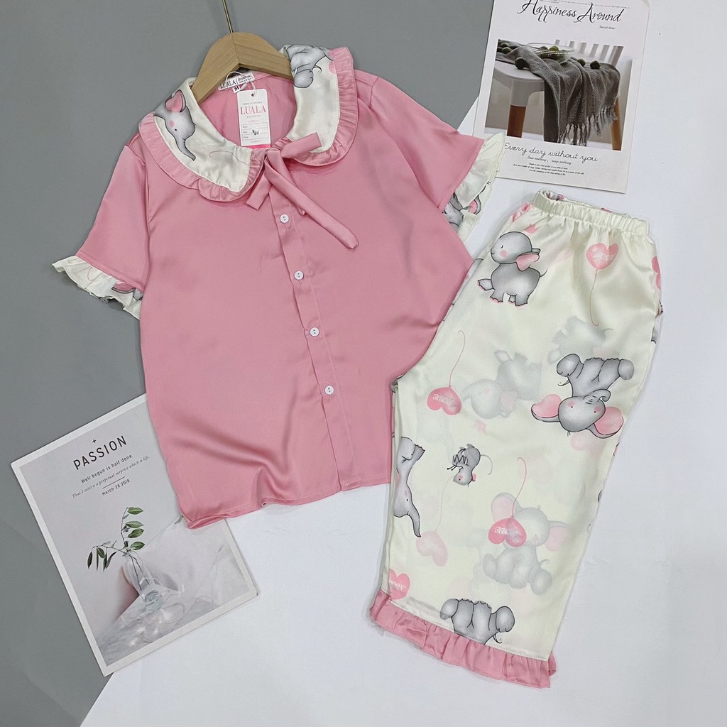 Đồ bộ pijama lửng chất lụa satin size M,L,XL