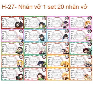 Nhãn vở anime Kimetsu No Yaiba ( 1 set 20 nhãn vở xinh lung linh như hình)