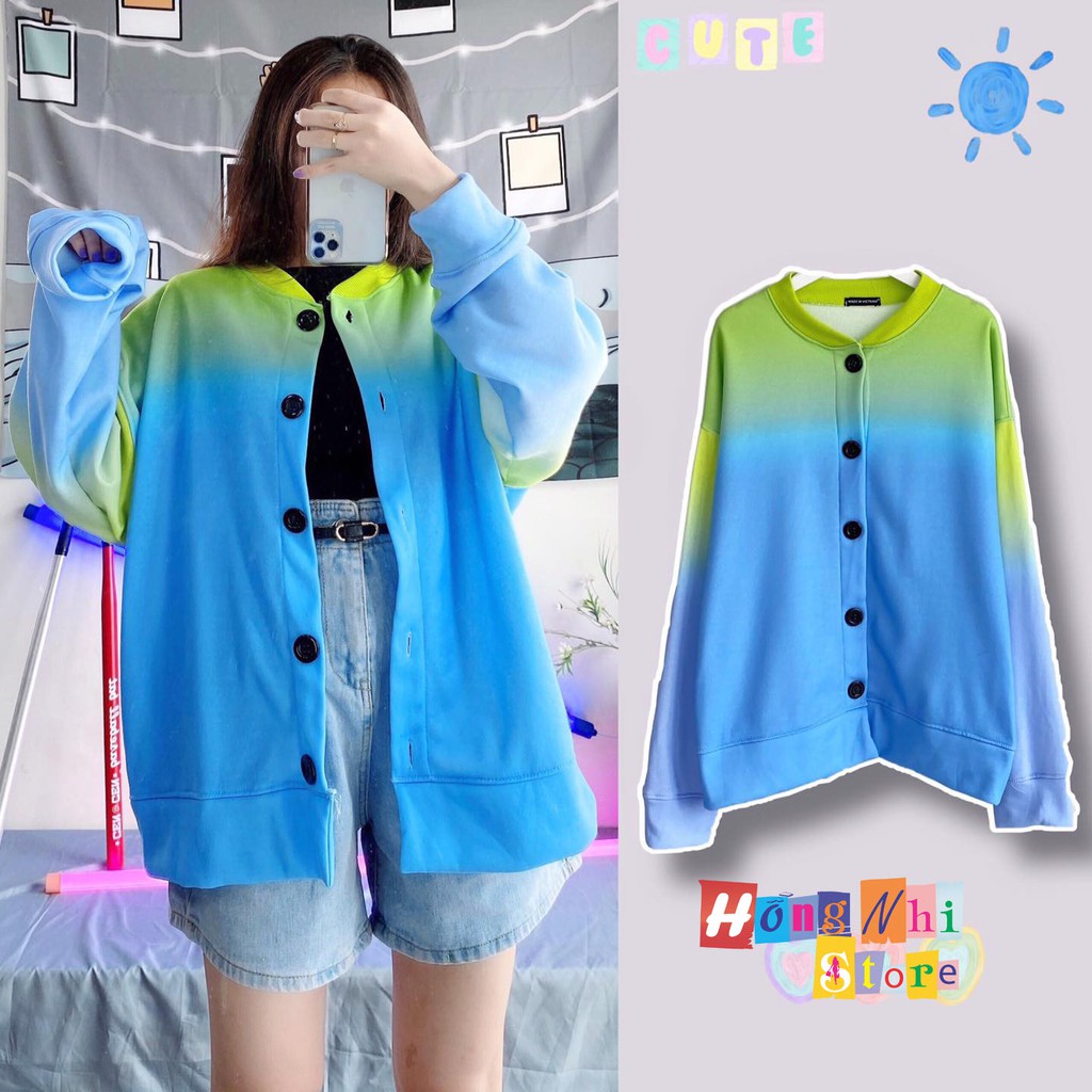 Áo Khoác Cardigan 3D Loang Màu Xanh Tie Dye Oversize Ulzzang Unisex Dáng Rộng Nam Nữ - MM