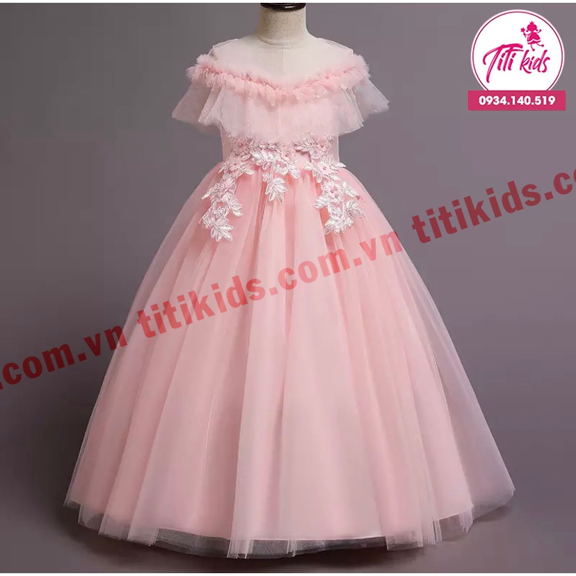 Đầm Công Chúa Bé Gái TiTiKids Đầm Xếp Ly Cổ Không Tay CC159