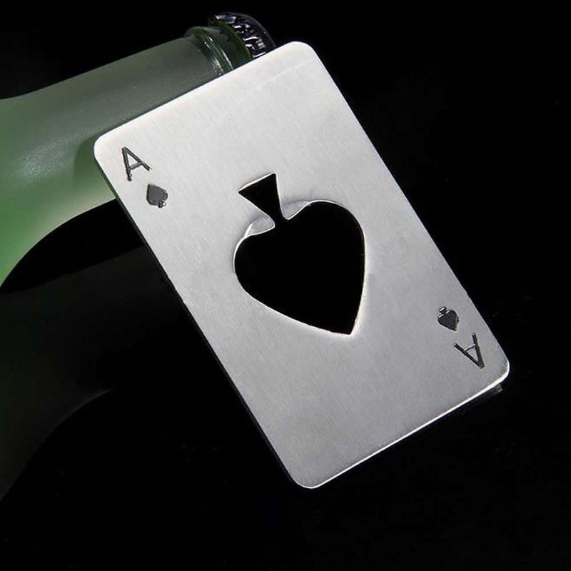 SEL♡♡ Soda Beer Cap Men's Gift Playing Card Ace of Spades Poker Bar Tool Bottle Opener