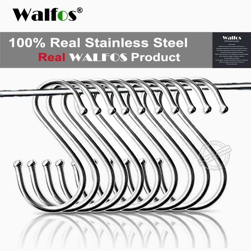 Bộ 5 Móc Treo Tường WALFOS Hình Chữ S Bằng Thép Không Gỉ Cho Phòng Ngủ
