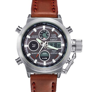 AMST Military Watch Nylon&Leather Strap LED Men Quartz Clock