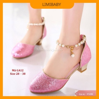 Giày cao gót bé gái khiêu vũ, đi tiệc mặc váy công chúa siêu xinh cho bé 4 - 15 tuổi GA12