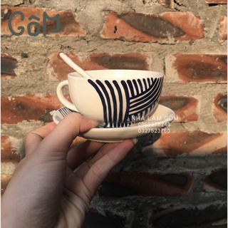 [CÓ VIDEO SP THẬT] ✨Cốc capuchino handmade (sọc/chuồn chuồn)✨