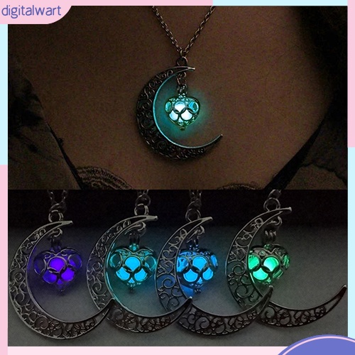 Dây Chuyền Mặt Trăng Đính Đá Phát Sáng Thời Trang