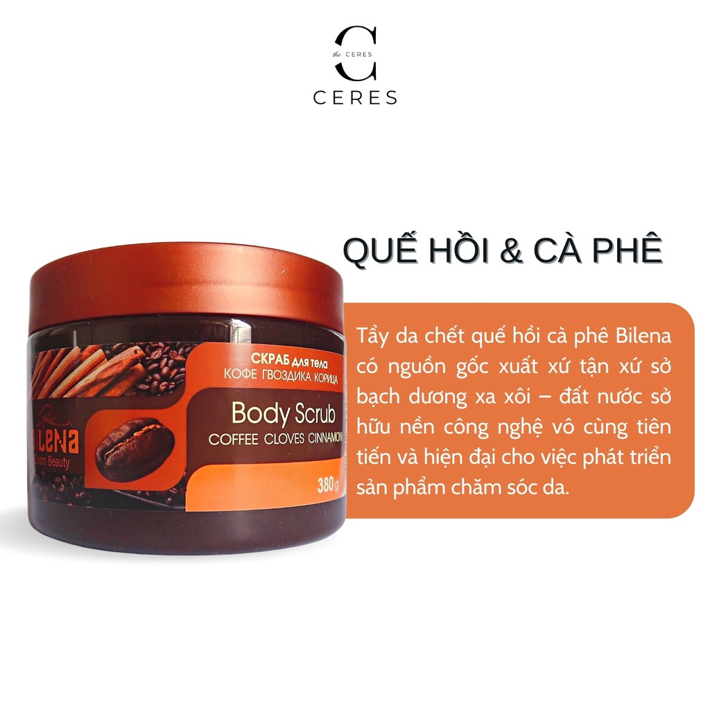 Tẩy Da Chết Quế Hồi - Tẩy Tế Bào Chết Mặt Và Cơ Thể Coffee Bilena Body Scrub 380ml | BigBuy360 - bigbuy360.vn