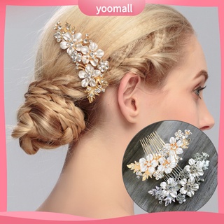 Lược cài tóc hình hoa đính đá lấp lánh thời trang cho cô dâu