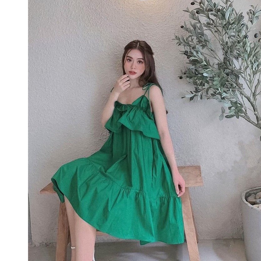 Đầm baby doll thiết kế hai dây kiểu tầng dáng xèo nữ tính