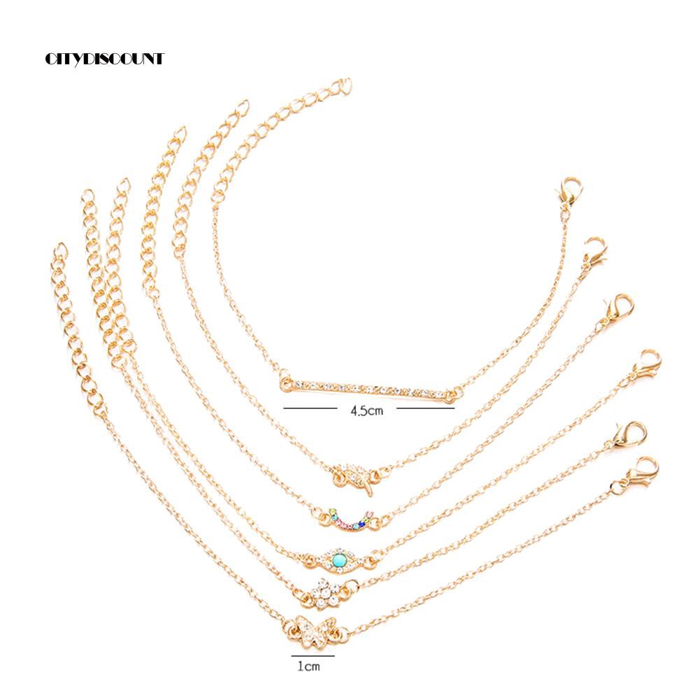 Bộ 6 vòng đeo tay hợp kim đính đá nhiều hình dáng thời trang | BigBuy360 - bigbuy360.vn