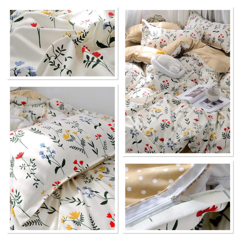 Bộ chăn ga gối Cotton Poly Các mẫu Hoa lá nhẹ nhàng, xinh xắn