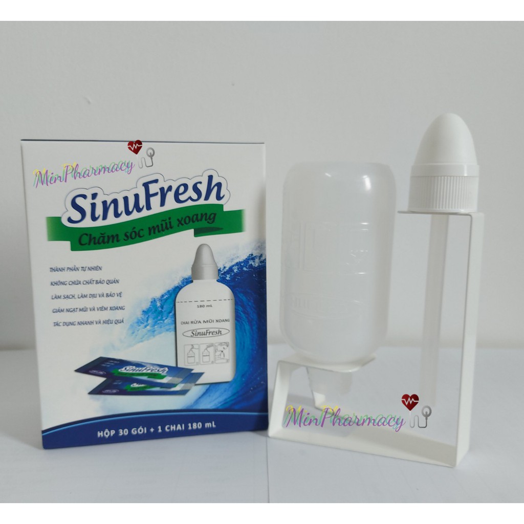 [ Tặng Kèm Muối BBM Súc Họng ] Bình Rửa Mũi Xoang Cát Linh SinuFresh + 30 Gói Muối