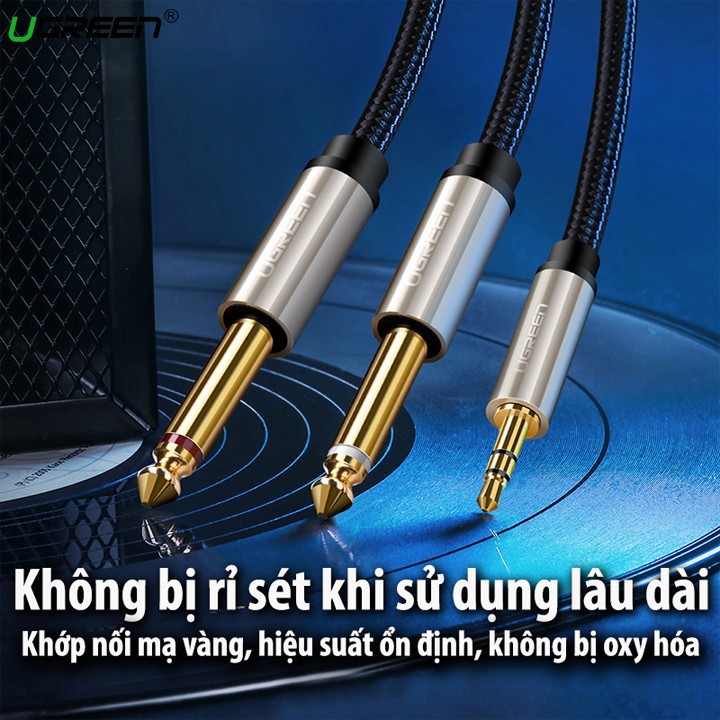 Cáp âm thanh 3.5mm ra 2 đầu 6.5mm Cao Cấp Ugreen 40791 40792 40793 40794 (AV126)