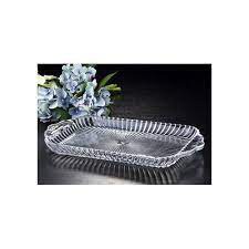 GIÁ SỈ TẠI XƯỞNG Đĩa khay thủy tinh chữ nhật đựng cốc ly chén màu trắng vân tia nắng mặt trời đẹp cao cấp