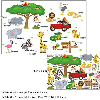 Decal dán tường - Giấy dán tường - Tiếng anh các loài vật - kiddecals - SK9084