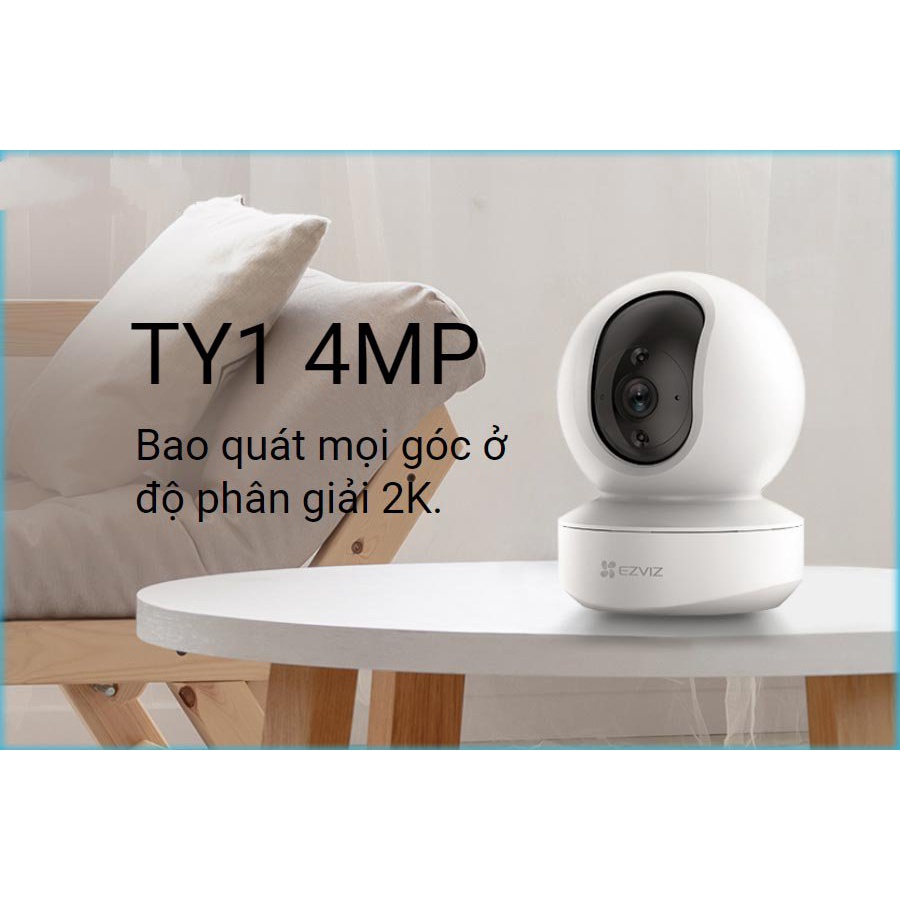 Camera wifi không dây, camera gia đình EZVIZ TY1 TY2 wifi 2K 4MP, siêu nét, đàm thoại 2 chiều, xoay 360 độ (chính hãng)