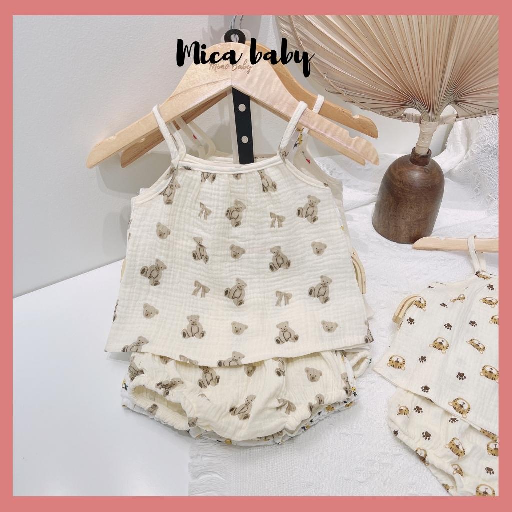 Set bộ 2 dây bé gái 5-13kg vải xô Muslin mềm mại đáng yêu Mica baby QA25