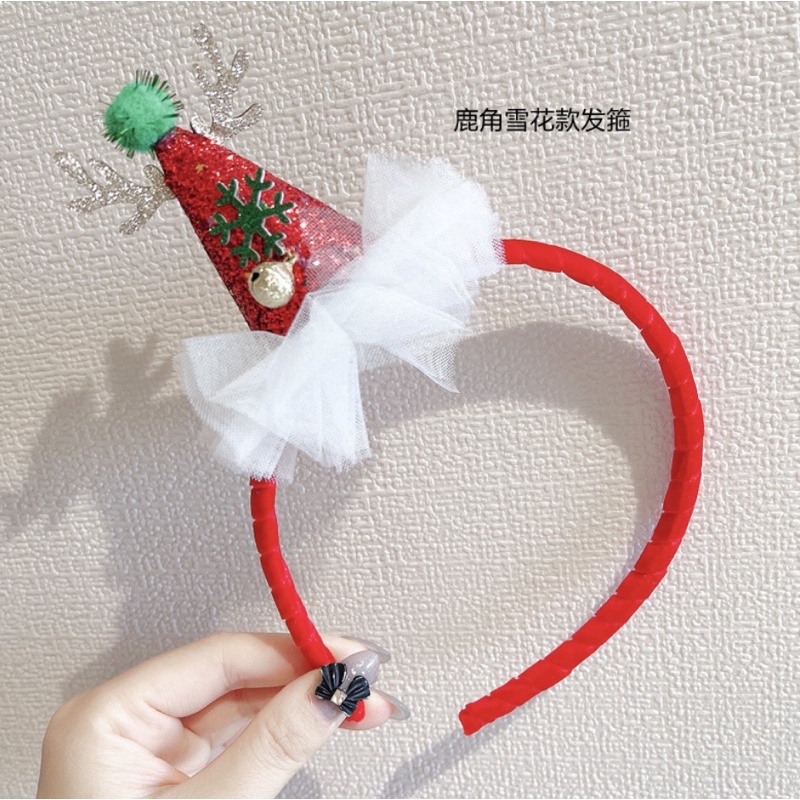 Bờm noel đính nơ đính mũ noel