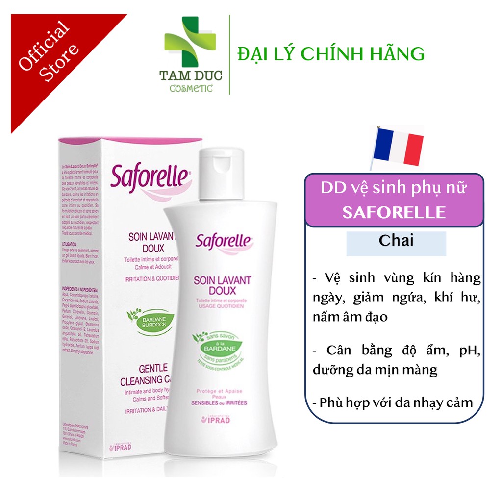 Dung dịch vệ sinh phụ nữ SAFORELLE chăm sóc da nhạy cảm hương dịu nhẹ 100ml - 250ml [saforele / safforelle]