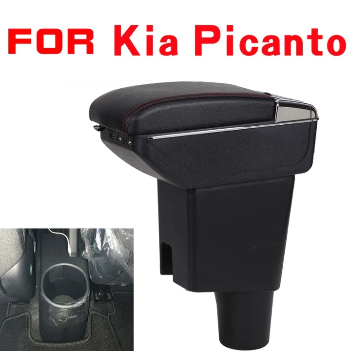 Hộp tỳ tay ô tô cao cấp dành cho xe Kia Picanto (Màu Đen)