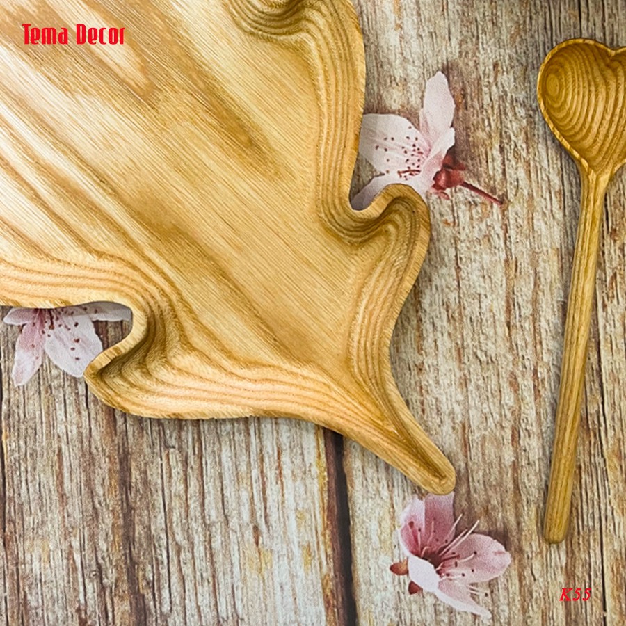 Khay gỗ decor Tema - Khay gỗ đựng đồ ăn tần bì hình lá cách điệu siêu đẹp