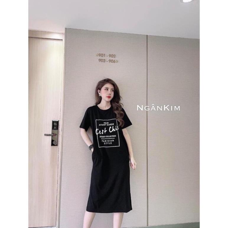 Đầm suông nữ in Cest chic . đầm form rộng