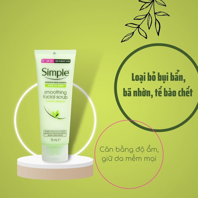 Tẩy da chết Simple Kind To Skin Soothing Facial Scrub 75ml dành cho da nhạy cảm