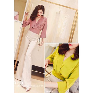 ❣️FREESHIP❣️ Áo Kiểu Xếp Ly Bó Eo