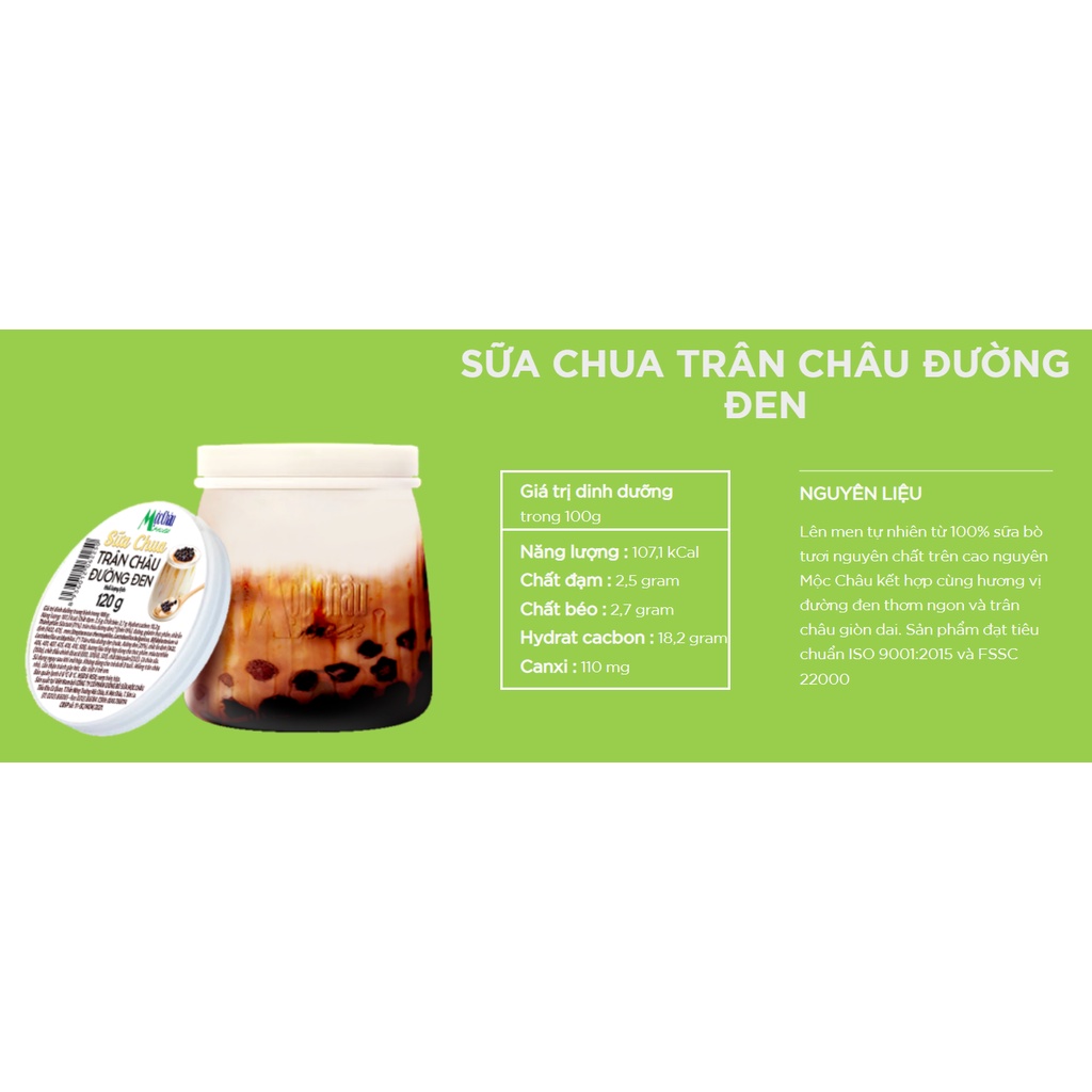 Sữa chua trân châu đường đen Mộc Châu 120g (chỉ ship hỏa tốc)
