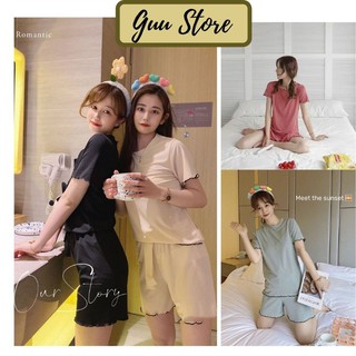 Đồ Bộ Nữ Mặc Nhà Guu Set Bộ Ngủ Chất Liệu Thun Tăm Lạnh Co Giãn Siêu Mềm Mại DN27