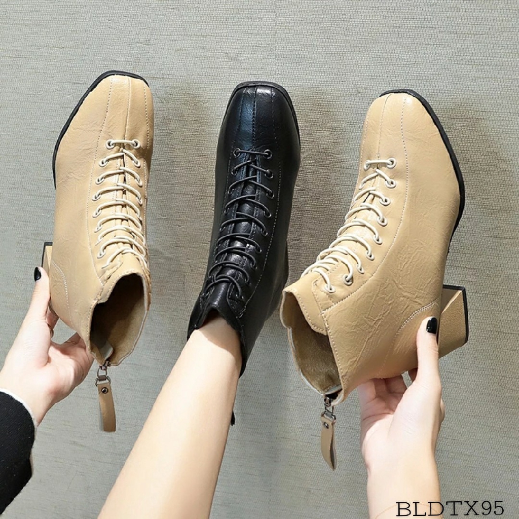 Boot Cao Cổ Chất Da Vân Sần Đẹp Dây Buộc Cao Cách Điệu _BL1009 (FullBox) | BigBuy360 - bigbuy360.vn