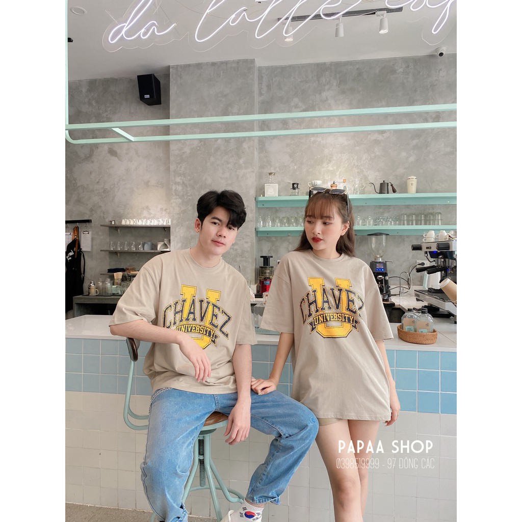 Áo phông nam nữ Hàn Quốc unisex chữ CHAVEZ 133 PAPAA SHOP