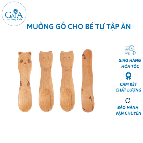 Muỗng Gỗ Cho Bé Tự Tập Ăn Hình Động Vật