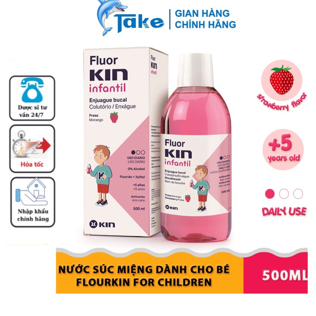 TAKE Store | Nước súc miệng FLUOR KIN Trẻ em 500ml - Ngừa sâu răng