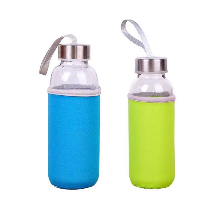Combo 3 Bình Đựng Nước Đa Năng Bằng Thủy Tinh Có Bọc Giữ Nhiệt Kiểu Hàn Quốc DC011a