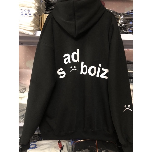 Hodie saidboiz signature zipper(mũ hai lớp thêu logo tay ngực) local brand basic sadboy sad cry unisex BLACK cotton