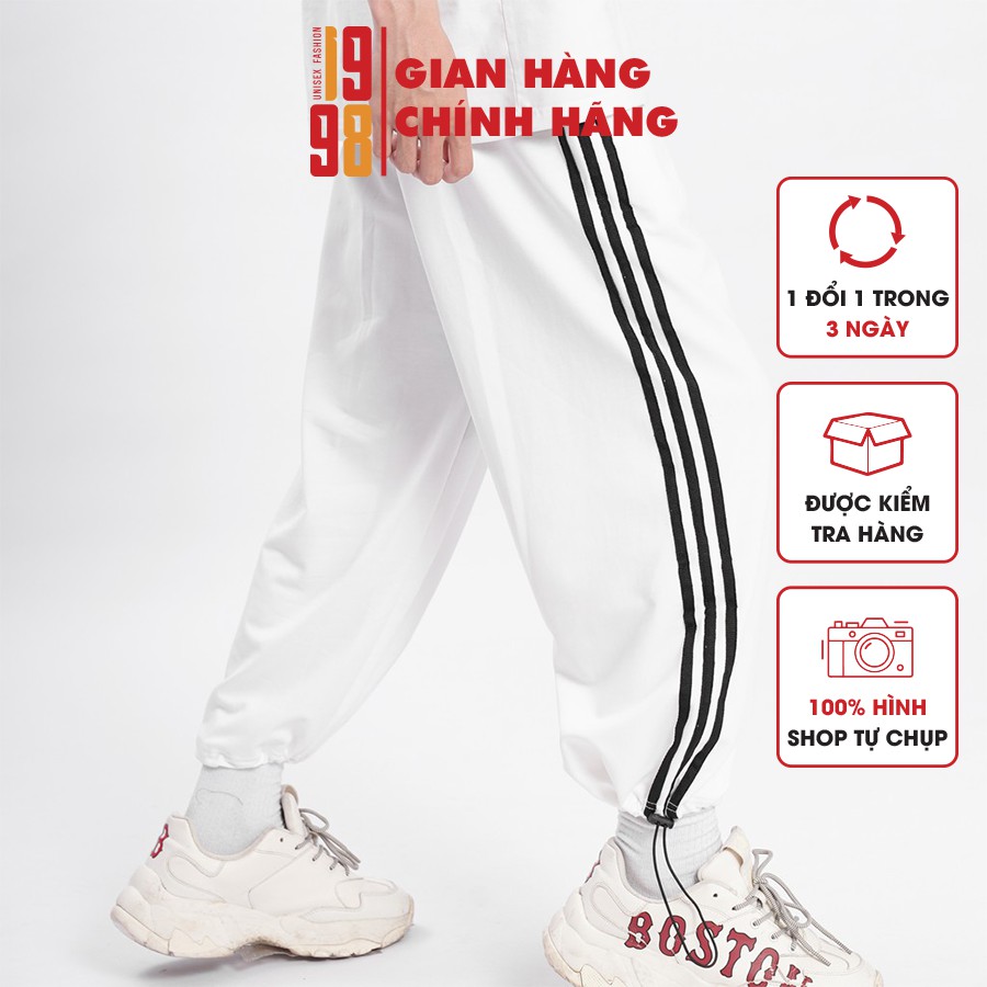 Quần jogger nam nữ 3 sọc from ống rộng suông hoặc rút dây ( Ảnh Thật ) thương hiệu 1998